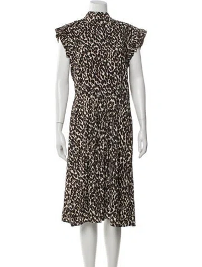 Pre-owned La Doublej Animal Print Midi Length Dress W/ Tags In Black