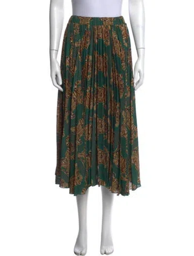 Pre-owned La Doublej Animal Print Midi Length Skirt In Green