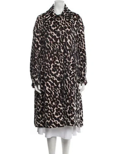 Pre-owned La Doublej Animal Print Trench Coat In Neutral