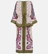 La Doublej Apericena Printed Silk-twill Midi Dress In Multicoloured