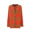 La Doublej Argyle Cardigan In Camel & Orange