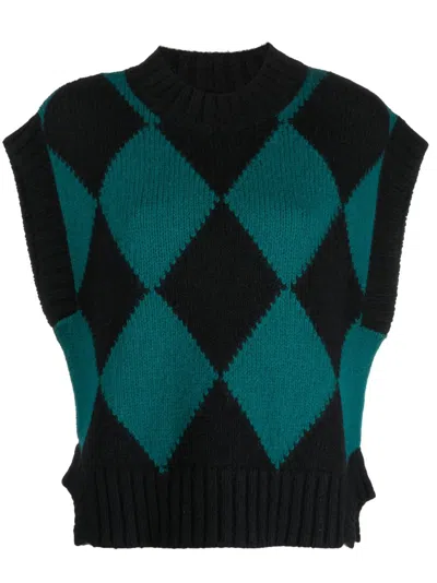 La Doublej Pullunder Mit Argyle-muster In Black
