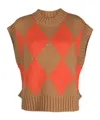 La Doublej Pullunder Mit Argyle-muster In Brown