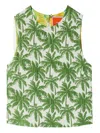 La Doublej Aria Palm-print Cropped Top In Green