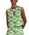 La Doublej Aria Palm-print Cropped Top