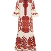 La Doublej La Double J Artemis Printed Cotton-poplin Maxi Dress In Medallion Placée Cream