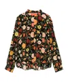 La Doublej Atelier Floral Funnel-neck Silk Blouse In Black