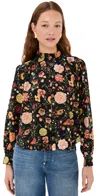 La Doublej Atelier Floral Funnel-neck Silk Blouse In Botticelli