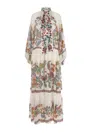 La Doublej Athena Printed Silk Chiffon Maxi Dress In Multicolour
