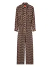 La Doublej Aviator Fish-print Collared Jumpsuit In Multi