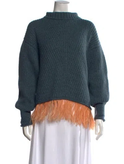 Pre-owned La Doublej Baby Alpaca Mock Neck Sweater In Blue