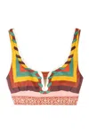 La Doublej Baia Placed Abstract-print Crop Top