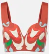 La Doublej Baia Printed Cotton-blend Crop Top