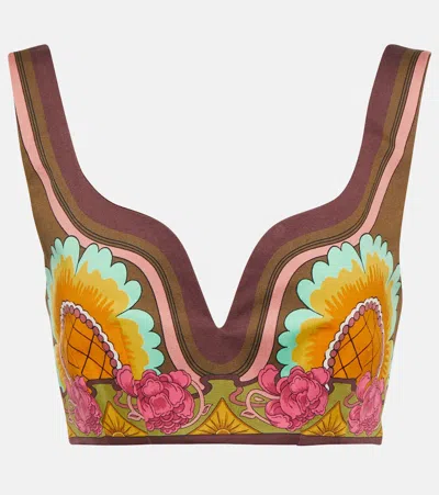 La Doublej Baia Floral Printed Cropped Top In Multi