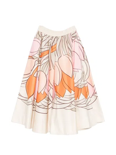 La Doublej Balerina Floral-print Midi Skirt In Neutral