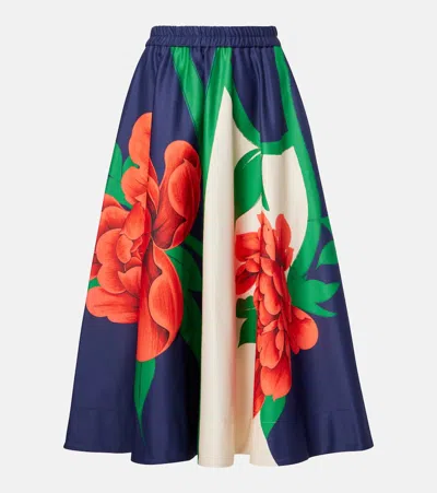 La Doublej Ballerina Floral Cotton Midi Skirt In Multi
