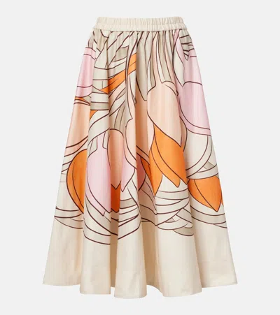 La Doublej Ballerina Floral Cotton Midi Skirt In Pink