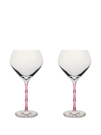 La Doublej Bamboo Balloon Glasses (set Of Two) In Pink