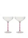La Doublej Bamboo Set Of Two Crystal Glass Champagne Coupes In Transparent