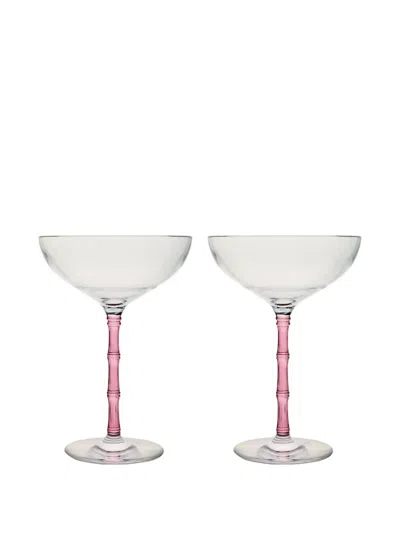 La Doublej Bamboo Set Of Two Crystal Glass Champagne Coupes In Transparent