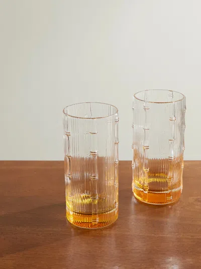 La Doublej Bamboo Set Of Two Crystal Glass Highball Glasses In Orange