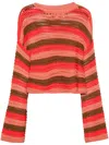La Doublej Cropped Sweater In Red