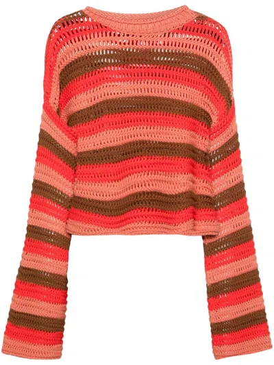 LA DOUBLEJ BELL-SLEEVE STRIPED JUMPER