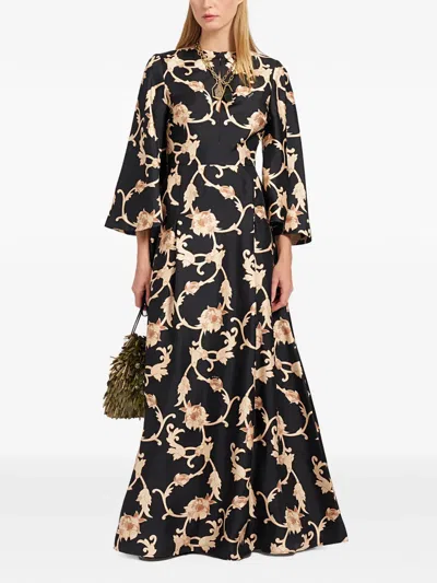 La Doublej Dress Belle Kaftan In Silk In Black