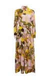 La Doublej Casanova Floral Cotton-silk Midi Dress In Big Flower Rose Pink