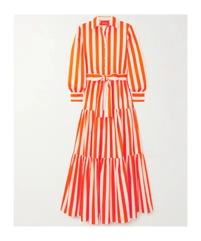 La Doublej Bellini Striped Shirt Dress In Orange