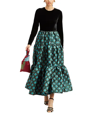 La Doublej Big Jacquard Winter Sun Emerald Dress