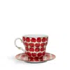 La Doublej Big Mama Cup And Saucer In Cherries Avorio