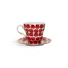 La Doublej Big Mama Cup And Saucer In Cherries Avorio
