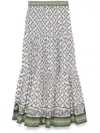 La Doublej La Double J Multicolor Tiered Maxi Skirt With Floral Pattern In Grün