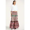 La Doublej Big Printed Tiered Cotton Maxi Skirt In Brown