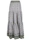 La Doublej La Double J Multicolor Tiered Maxi Skirt With Floral Pattern In Mirage Placée