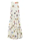 La Doublej Big Sleeveless Tiered Floral Dress In White
