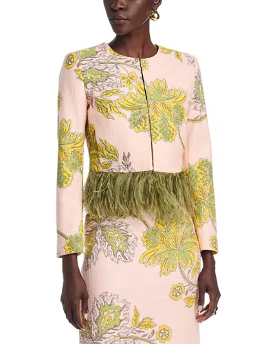 La Doublej Stretch-cotton Printed Cropped Jacket In Multi