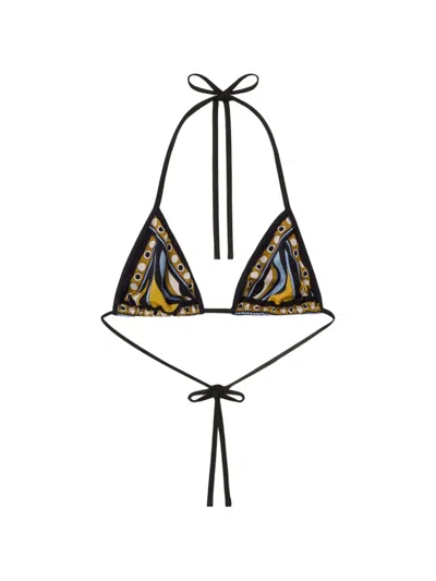La Doublej Sanctuary Printed Bikini Top In Multi