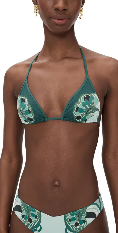 La Doublej Bikini Top Blooming Tulip Placée In Green