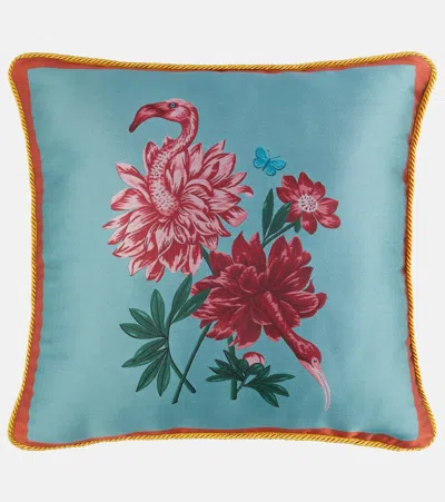 La Doublej Birdbloom Cushion In Blue