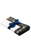 La Doublej Borboni Blue Linen Napkin (pack Of Two) In White