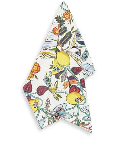 La Doublej Botanical-print Dish Towel In White