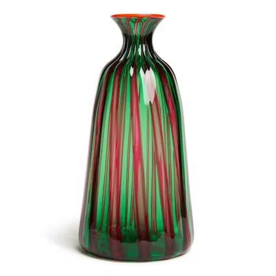 La Doublej Bottiglia Vase (rigadin) In Verde/fucsia