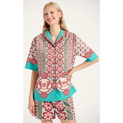 La Doublej Bowling Shirt Placee Pagoda Placée Rust In Multi