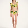 La Doublej Floral-print Bikini Bottoms In Yellow