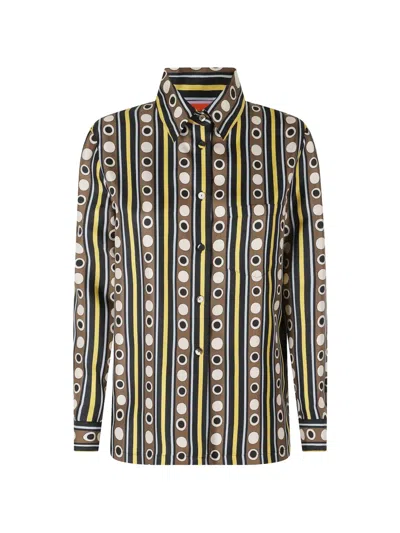 La Doublej Boy Geometric-print Shirt In Green