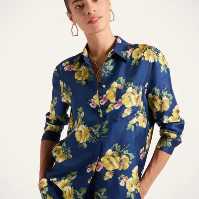 La Doublej Floral Button-fastening Shirt In Blue