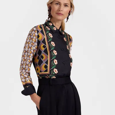 La Doublej La Double J Graphic Print Silk Boy Shirt In Black  