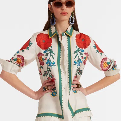 La Doublej + Orlebar Brown Floral-print Silk-twill Shirt In Dragonflower Placée Multicolor